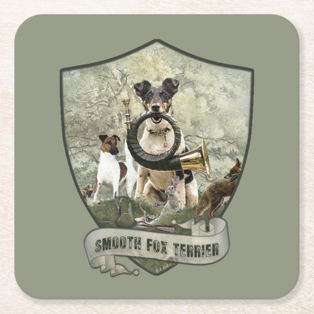 Smooth Fox Terrier Underlägg Papper Kvadrat (Framsidan)