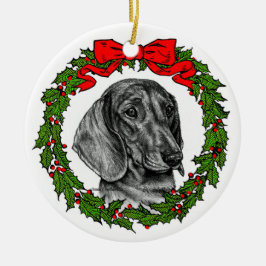 Smooth Jacka Dachshund Art by Glenda S. Harlan Julgransprydnad Keramik