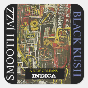 SMOOTH JAZZ BLACK KUSH FYRKANTIGT KLISTERMÄRKE