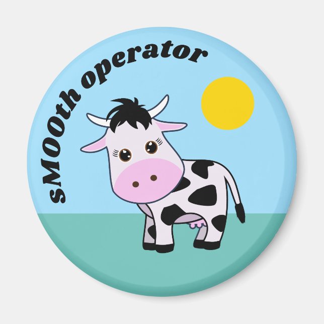 ’sMOOth operator’ Cute Cow Magnet (Framsidan)