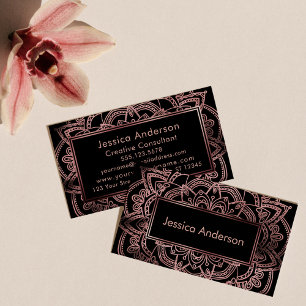 Smooth Ro Gold Foil Mandala over Black Visitkort