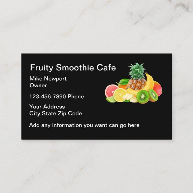 Smoothie Cafe Tema Modern Visitkort (Framsida)