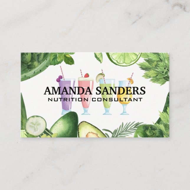 Smoothie Drinks | Grönt Löv Grönsaker Visitkort (Framsida)