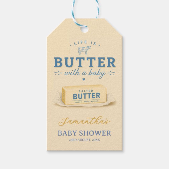Smör Baby Shower Livet är smör  Presentetikett (Framsidan)