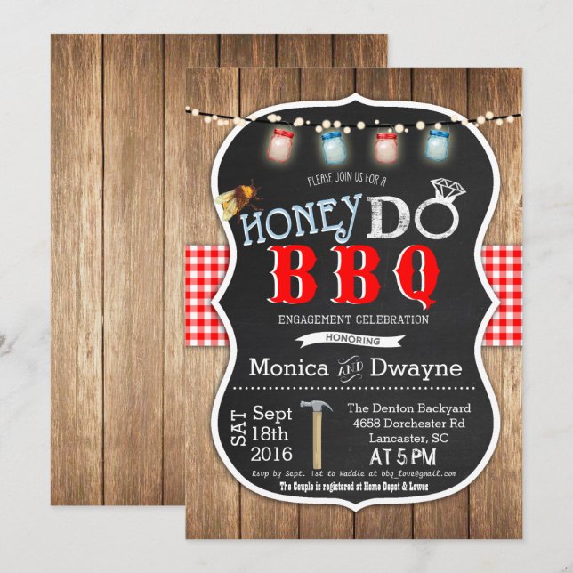 Smör-Do BBQ-par Överraskningsförlovningsinbjudan Inbjudningar (Fram/baksida)
