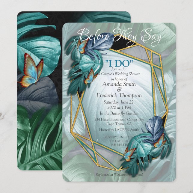 Smör från Paradise/Tropical Turcos Stänk Inbjudningar (Fram/baksida)