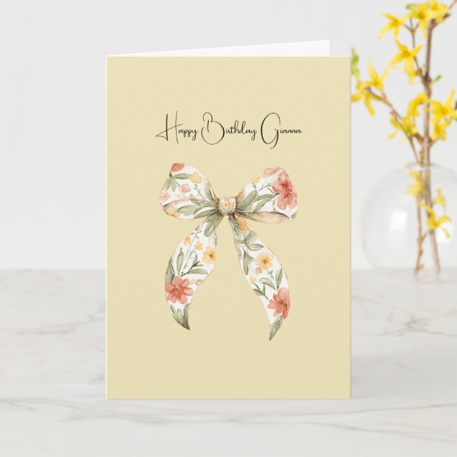 Smör Gul Röda Blommiga Slinga Födelsedag Kort (Gul blomma)