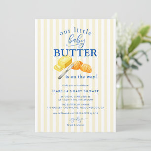 Smör Gula Ränder Baby Shower Inbjudningar