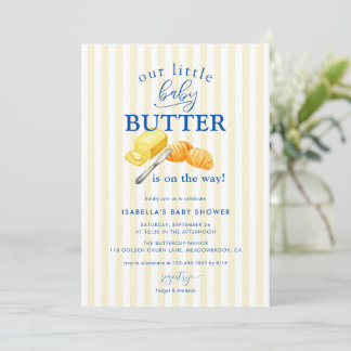 Smör Gula Ränder Baby Shower Inbjudningar