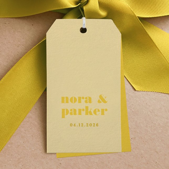Smör Gult enkel Bröllop Presentetikett (Butter Yellow Simple Wedding Gift Tags)