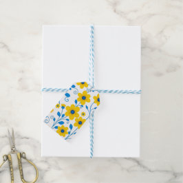 Smör, Gult och blå Blommigt Presentetikett