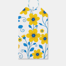 Smör, Gult och blå Blommigt Presentetikett