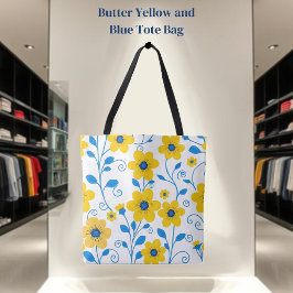 Smör, Gult och blå Blommigt Tygkasse