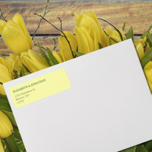 Smör Gult och minimalistiskt Bröllop Returadress Etikett