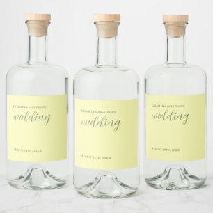 Smör Gult och minimalistiskt Bröllop Spritflaskor Etikett