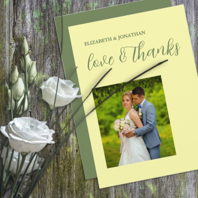 Smör Gult och minimalistiskt Bröllop Tack Kort (Skapare uppladdad)