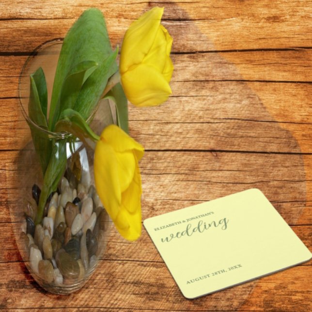 Smör Gult och minimalistiskt Bröllop Underlägg Papper Kvadrat (Skapare uppladdad)