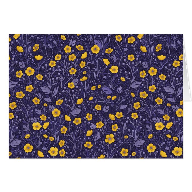 Smör, gult och violett hälsningskort (Framsidan Horizontal)