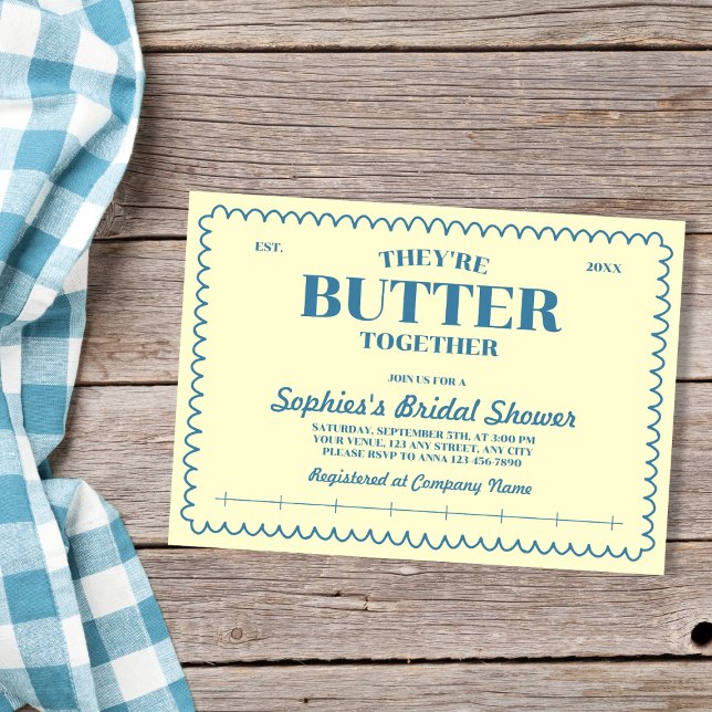 Smör Gult Vintage Paket Bröllopsdusch Inbjudningar (Butter Yellow Vintage Package Bridal Shower Invitation)