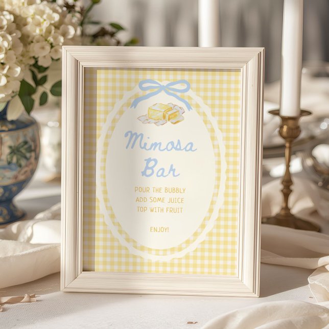 Smör Hälften Gul Gingham Mimosa Bar Poster (Skapare uppladdad)