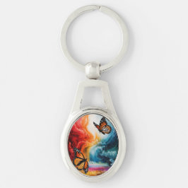 Smör i en färglös storm. ovalt silverfärgad nyckelring