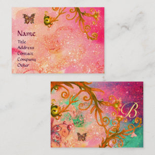 SMÖR I SPARKLAR, ROSA, GULT SWIRLS MONOGRAM VISITKORT