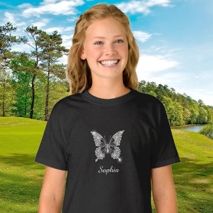 Smör i vita diamanter, skript Namn, svart T Shirt