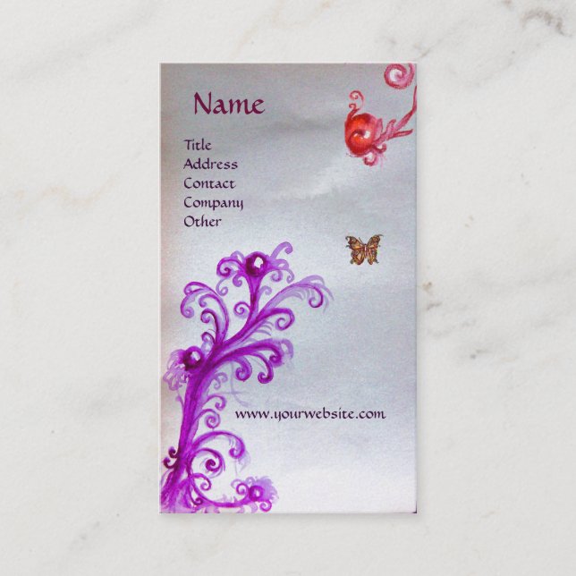 SMÖR,MAGISKT RÖD LILA SWIRLS PEARL MONOGRAM VISITKORT (Framsida)