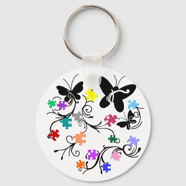 Smör med puzzel biet nyckelring (Framsida)