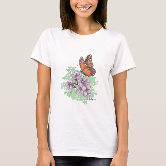 Smör med Rosa Blommar T Shirt (Framsida)