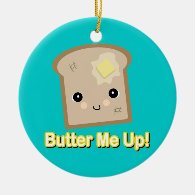 smör mig på toast julgransprydnad keramik (Framsidan)