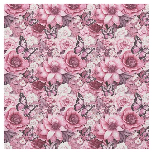 Smör och blommor i varierande nyanser tyg (Närbild)