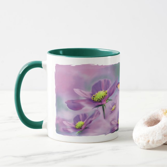 Smör och Lila blomma Mugg (Med munk)
