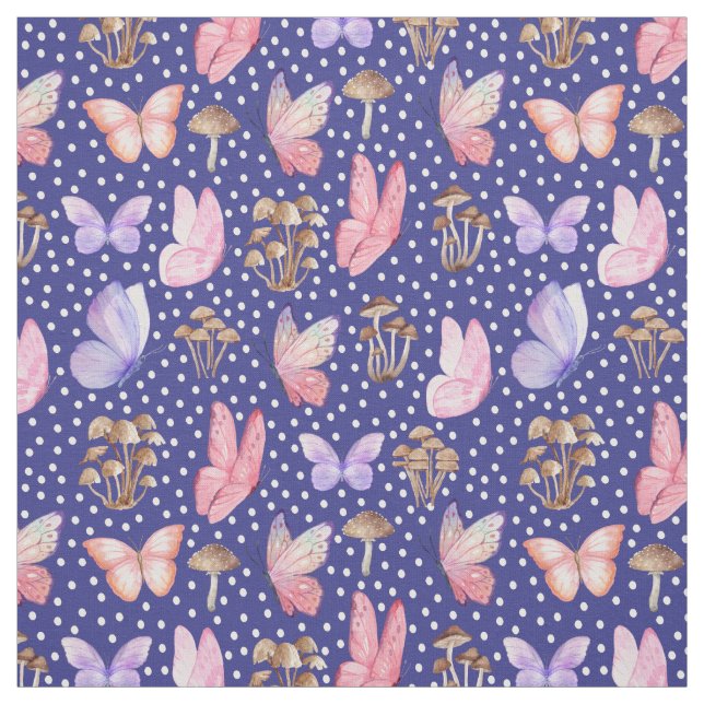 Smör och svampar på Royal Blue Tyg (Provkarta)