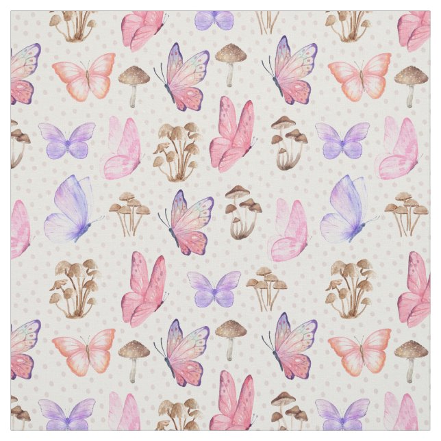 Smör och svampar på vitt tyg (Provkarta)