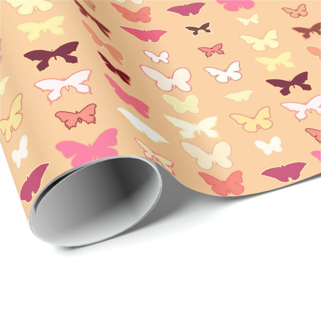 Smör, orange, gult och korall presentpapper (Rullad Hörn)