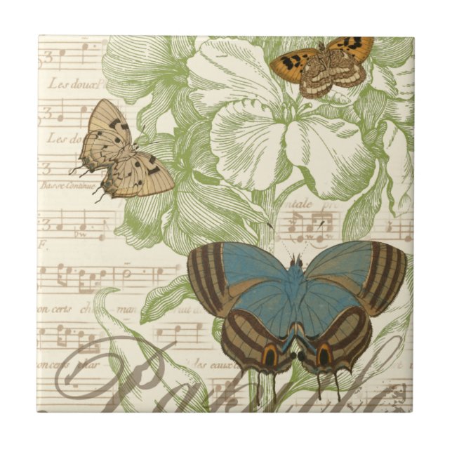 Smör på Lakan Music med Blommigt Design Kakelplatta (Framsidan)