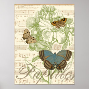 Smör på Lakan Music med Blommigt Design Poster