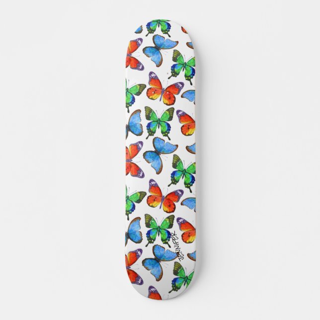 Smör på vit & Namn eller text Mini Skateboard Bräda 18,5 Cm (Framsida)