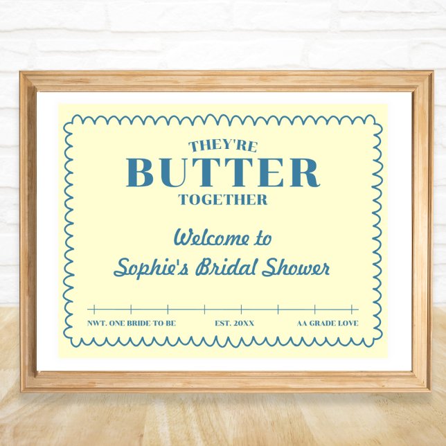 Smör Tillsammans Gul & Blå Vintage Välkommen Poster (Butter Together Yellow & Blue Vintage Welcome Poster)