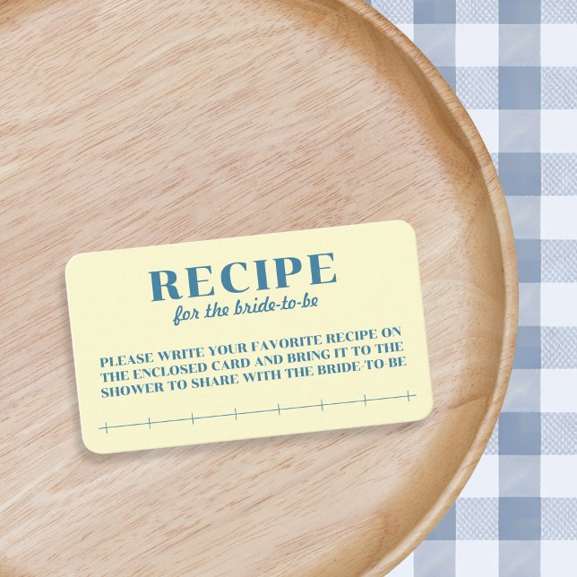 Smör Tillsammans Gul Recept För Bruden Tilläggskort (Butter Together Yellow Recipe For Bride Enclosure Card)