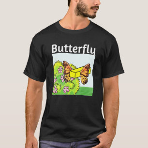 Smör upp fjäril och grå ut ur kokongen över t shirt