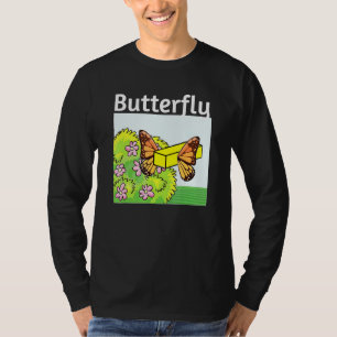 Smör upp fjäril och grå ut ur kokongen över t shirt