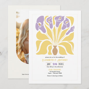 Smör & Wisteria Abstrakt Blommig Boho Bröllop Inbjudningar