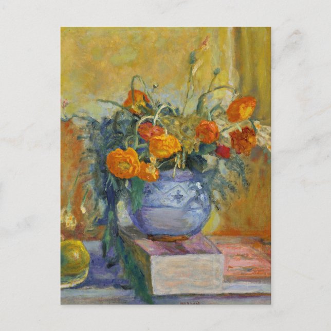 Smörblommor i en blå vas av Pierre Bonnard  Vykort (Framsida)