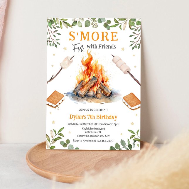 S'more-bål Campingfest Födelsedagsinbjudan Inbjudningar (Skapare uppladdad)