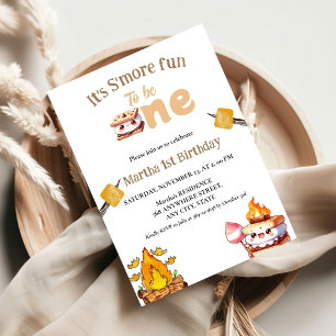 Smore Bonfire Smore First Birthday Inbjudningar