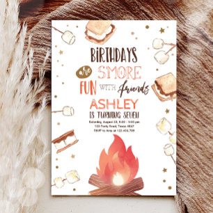Smore Bonfire Smore Roligt Friends Camping Birthda Inbjudningar