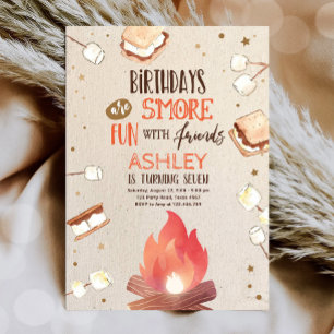 Smore Bonfire Smore Roligt Friends Camping Birthda Inbjudningar