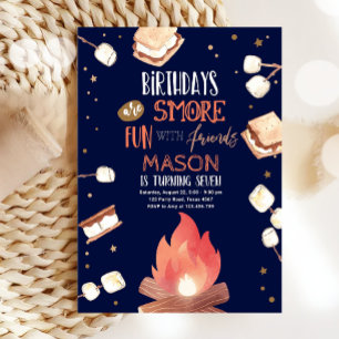 Smore Bonfire Smore Roligt Friends Camping Birthda Inbjudningar